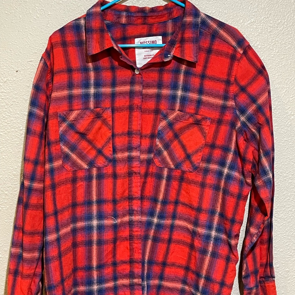 Mossimo Supply Co. Red and Blue Plaid Shirt